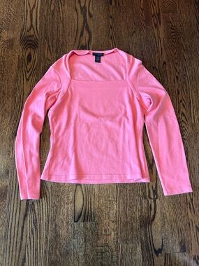 Express Collection Coral Pink Square-Neck Long Sleeve Top
